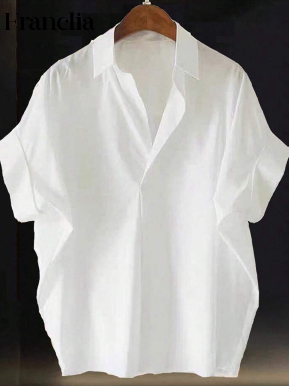 Men's Short-Sleeve White Casual Button-Front Shirt